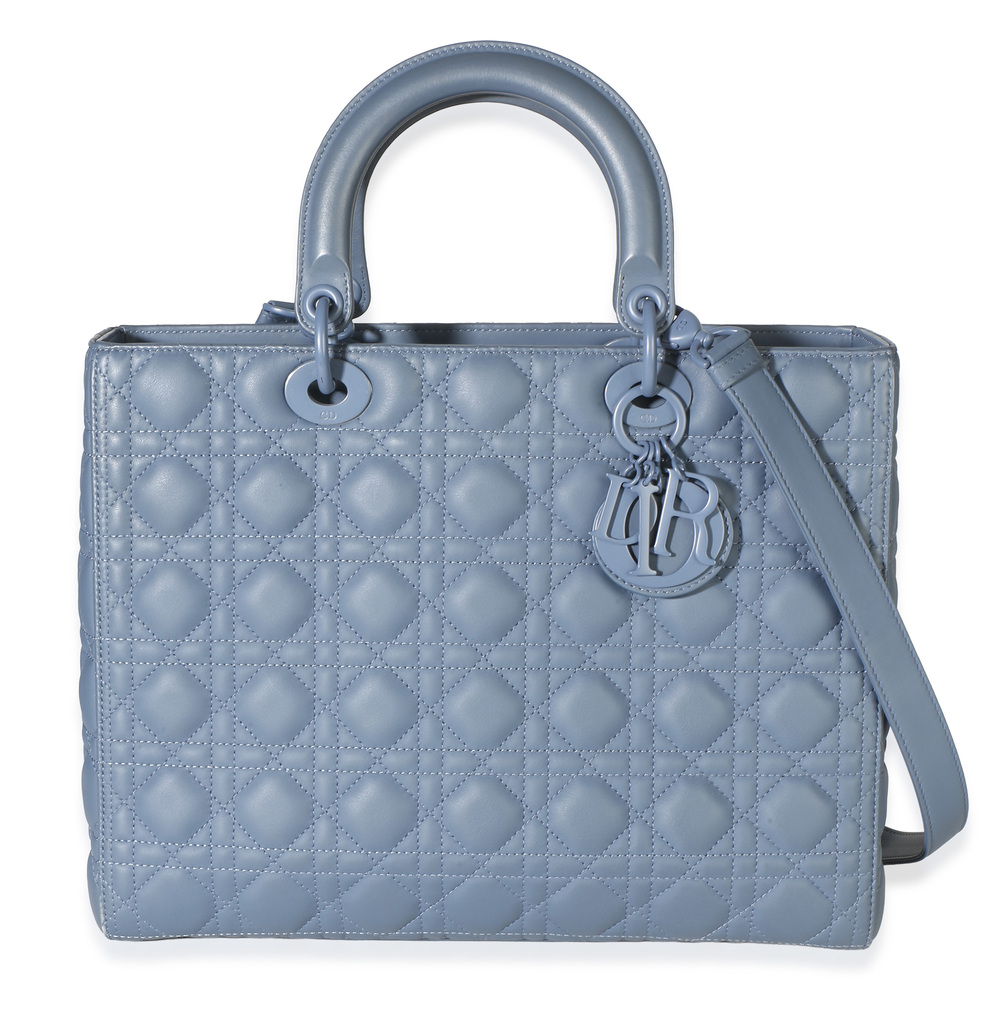 Christian Dior Denim Blue Ultra Matte Calfskin Cannage Large Lady Dior